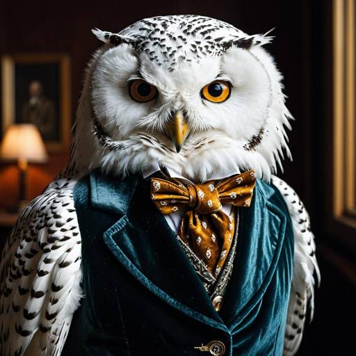 Witty Anthropomorphic Owl in Velvet Jacket Witty Anthropomorphic Owl in Velvet Jacket
