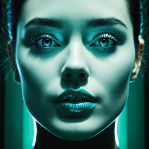 3D Female Face with Emerald and Sapphire Glow 3D Female Face with Emerald and Sapphire Glow