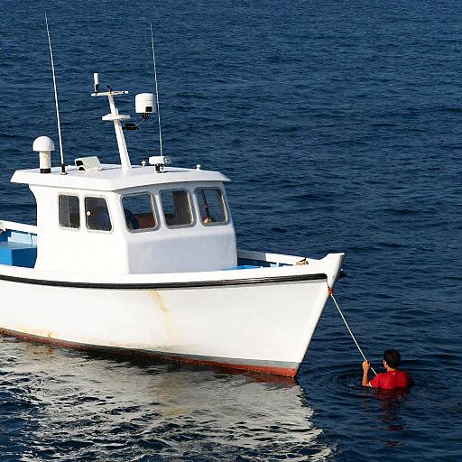Serene Fishing Boat on Blue Waters