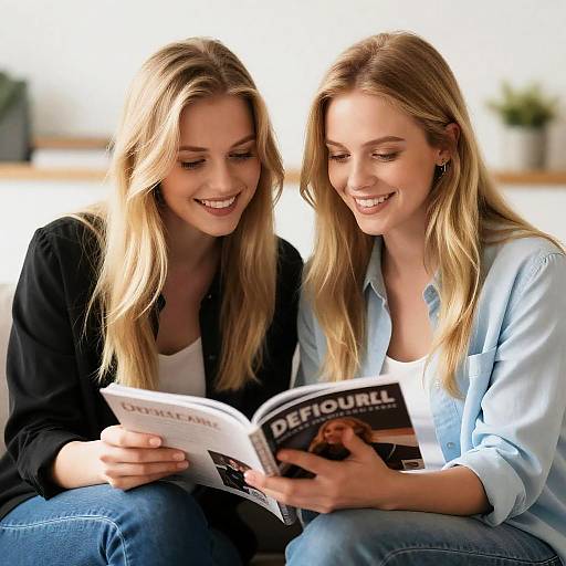 Two Stylish Women Enjoying a Magazine