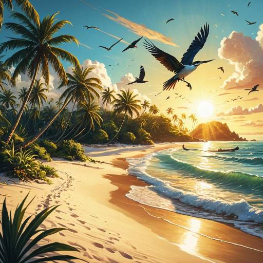 Enchanted Tropical Beach at Golden Hour
