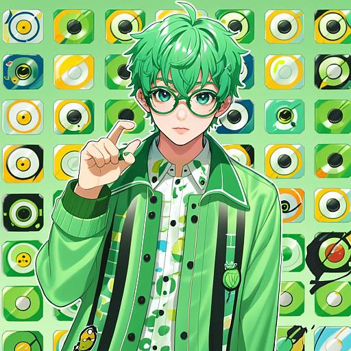 Illustration of Gumiya, vocaloid in the style of Onedoo