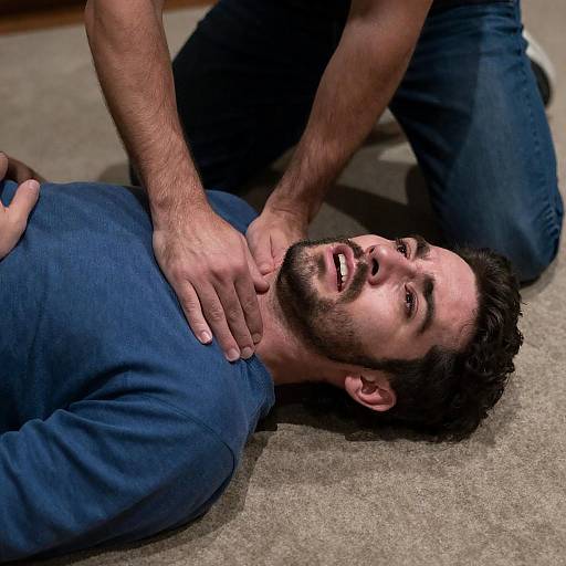 Intense Emotion on Carpeted Floor Scene