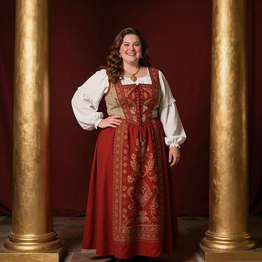 Plus-Size Woman in Historical Peasant Dress Portrait