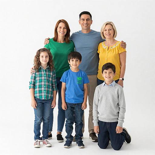 Smiling Family Portrait on White Background