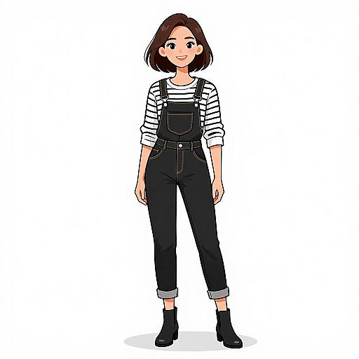 Smiling Woman in Casual Black Denim