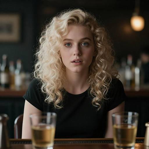 Platinum Blonde at Dimly Lit Bar