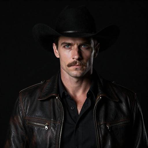 Rugged Cowboy Portrait in Black