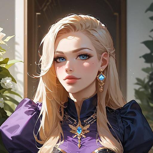 35mm Flash Portrait: Blonde in Purple Dress