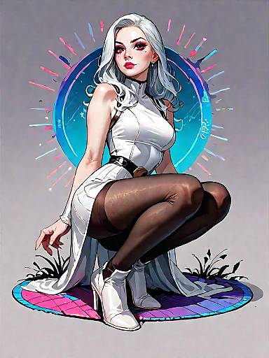 Chic Woman in Stylish White Dress