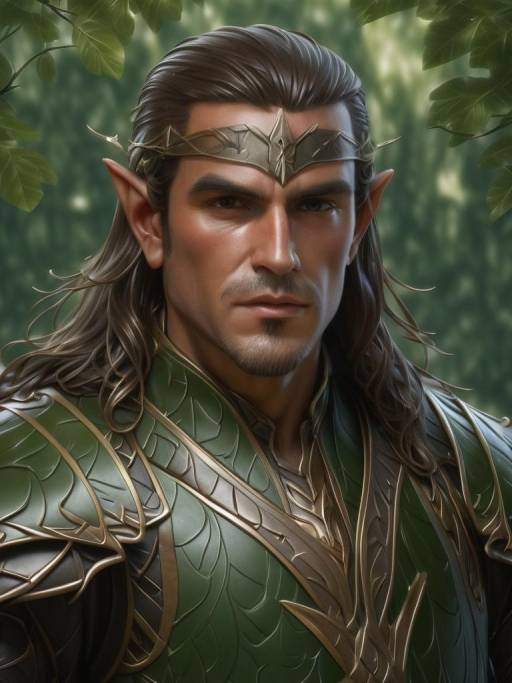 Elegant Male Elven Archer in Leaf Armor