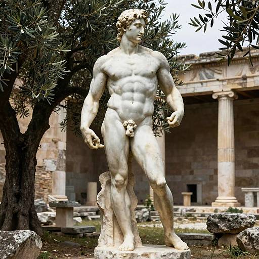 Heroic Greek God Statue in Ruins