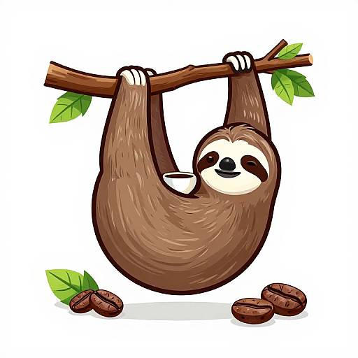 Realistic Mecha Sloth Coffee Logo