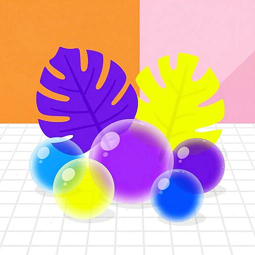 Vibrant Psychedelic Glass Orbs Scene