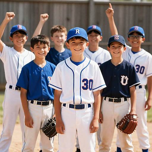 Joyful Young Boys in Baseball Gear