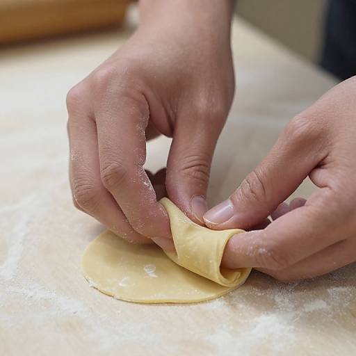 Close-Up Folding Handmade Pasta Dough