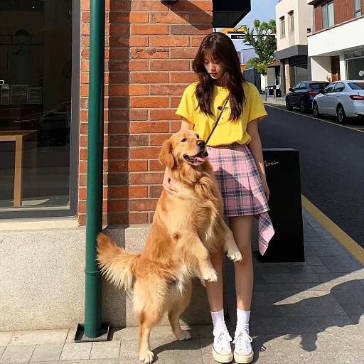 Casual Moment: Woman and Dog Together