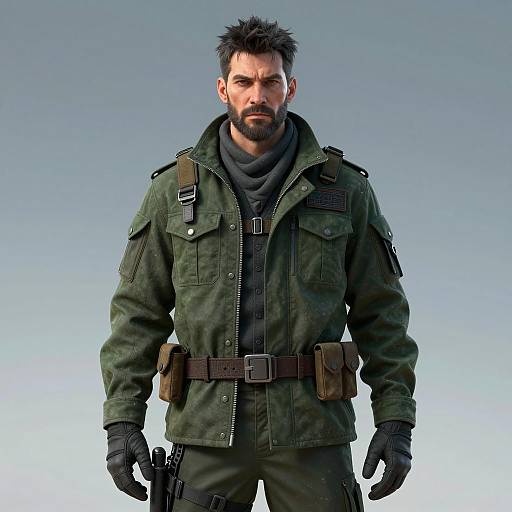 Photorealistic Grunge Man in Tactical Costume