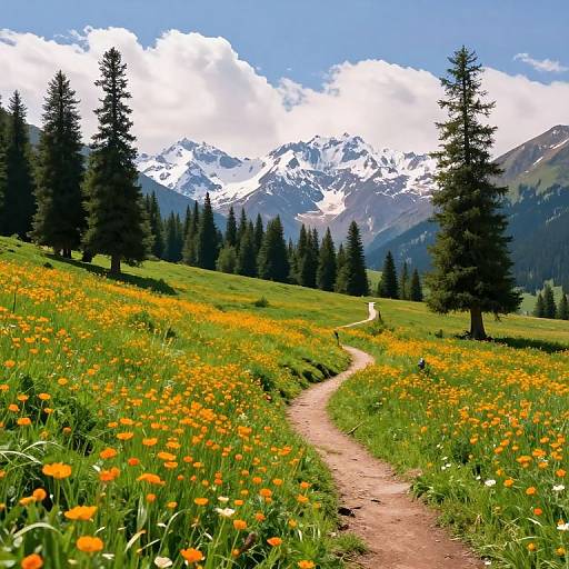 Endless Meadows with Wildflowers and Mountains