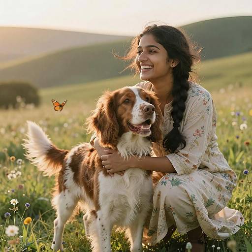 Joyful Embrace in a Meadow Landscape