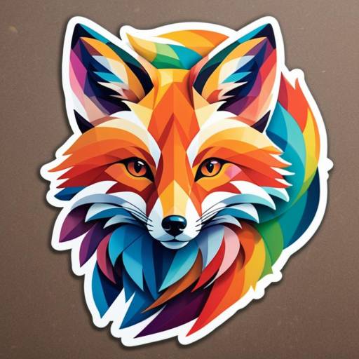 Cubism Sticker Art of Energetic Fox