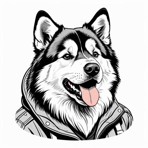 Alaskan Malamute in Jacket Vector