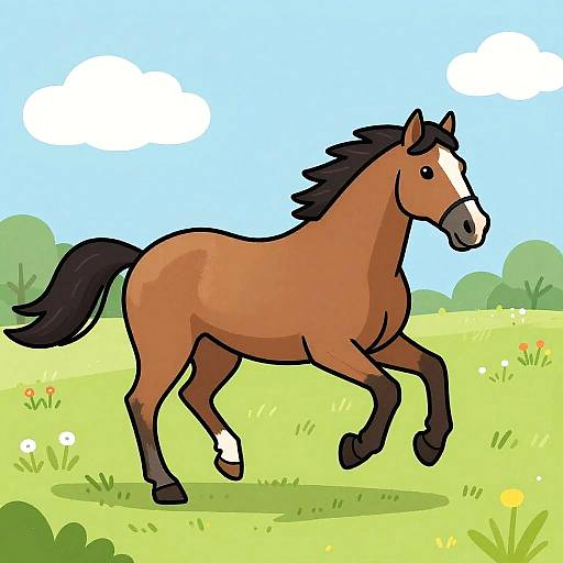 Vibrant 2D Galloping Horse Illustration