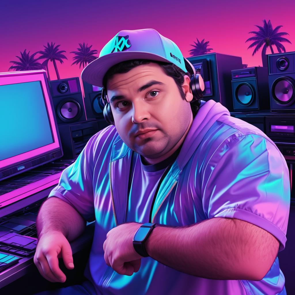 Ethan Klein in Synthwave Podcast Artwork