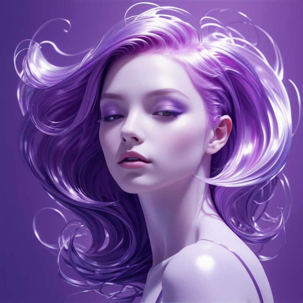 Hyper-Detailed Portrait of Violet-Haired Girl