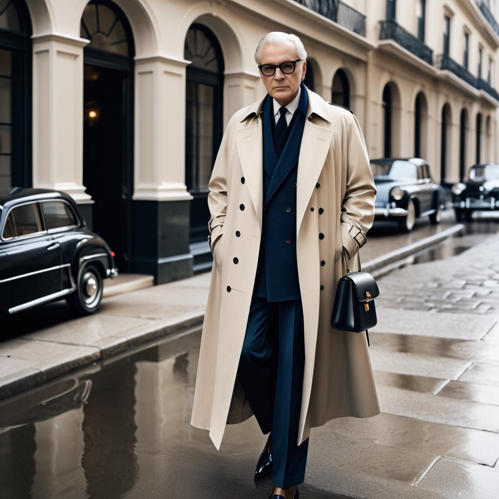 Elegant Senior Man in Trench Coat Shoot