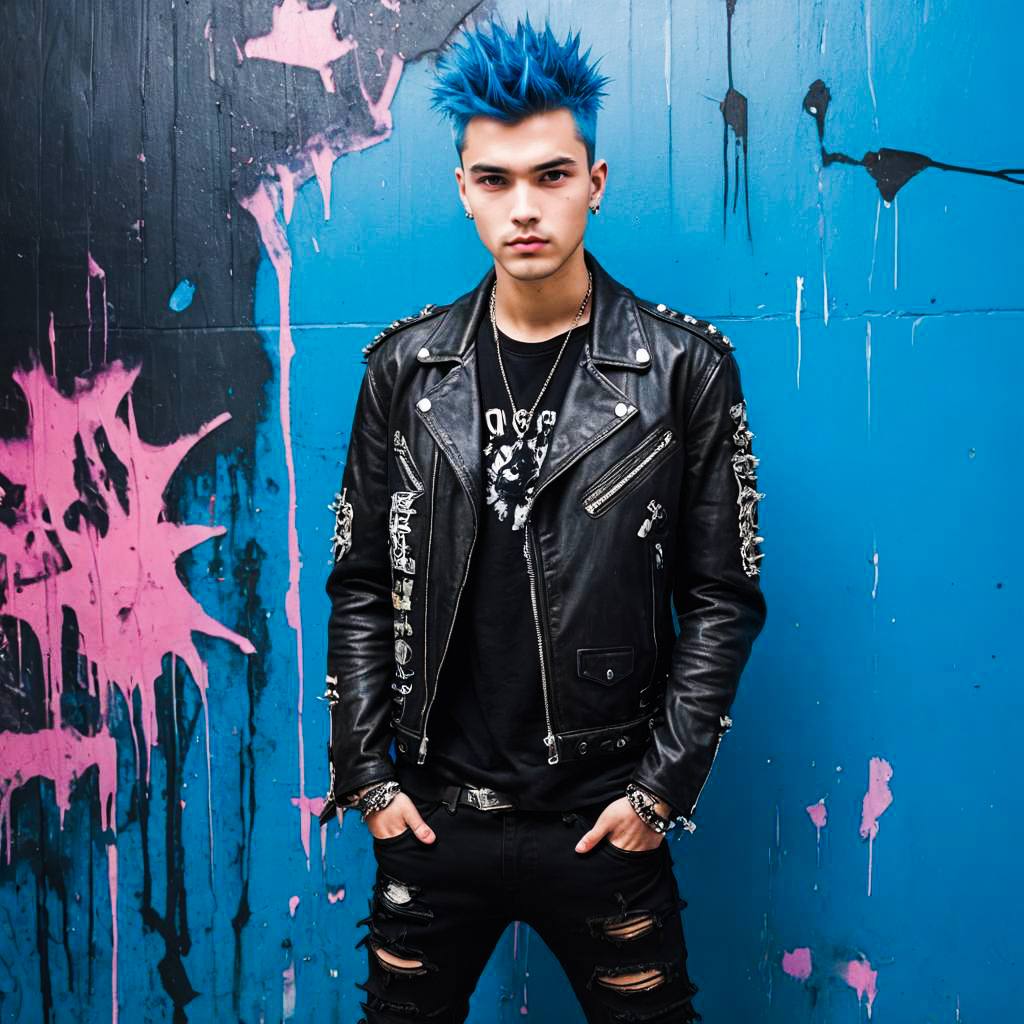 Trendy Edgy Young Man in Punk Style