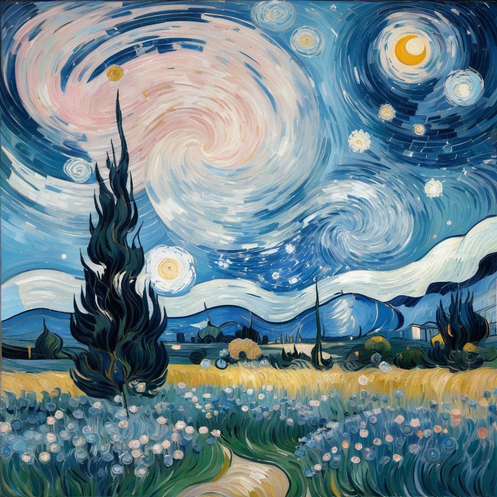 Celestial Garden in Van Gogh's Style