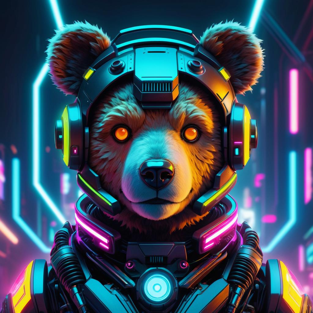 Futuristic Robotic Teddy Bear Portrait