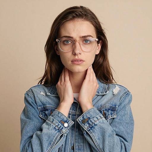 Portrait of Young Woman in Denim Jacket