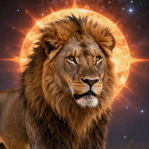 Cinematic Fierce Lion in Cosmic Realm