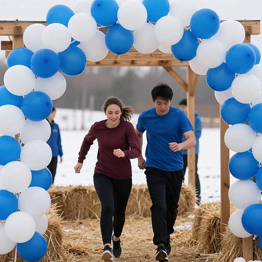 Joyful Run Through Balloon Archway