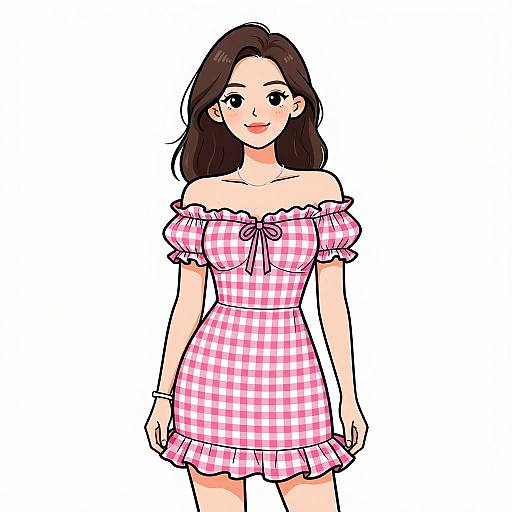 Smiling Woman in Country-Style Dress