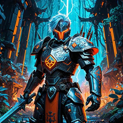 Epic Cyberpunk Exo-Knight in Ruins