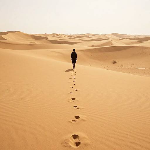 Solitary Figure in Golden Desert