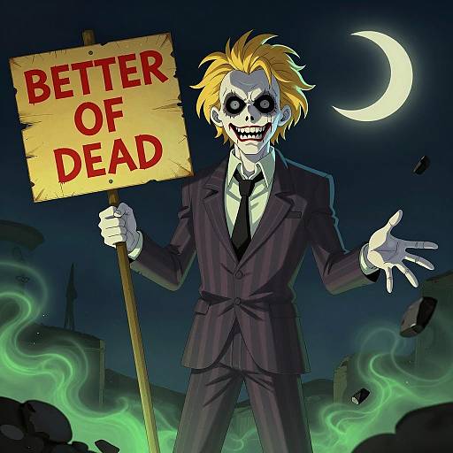 Crazed Character Under Moonlit Chaos