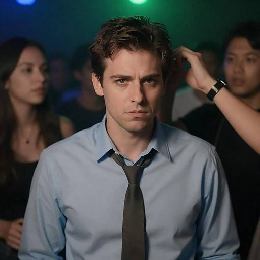 Serious Man in Dimly Lit Club