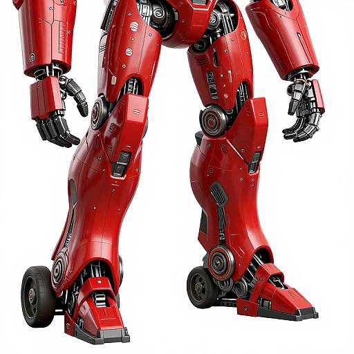 Red Giant Robot Legs with Chariot Wheels