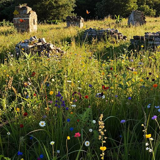 Idyllic Untamed Meadow with Ruins