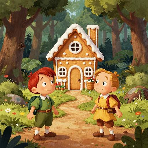 Whimsical Hansel and Gretel Illustration