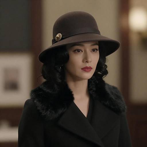 Noir Portrait: Woman with Gold Brooch