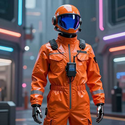 Futuristic Mannequin in Neon City