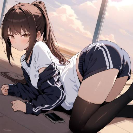 Kyonko in Gym Uniform with Cellphone