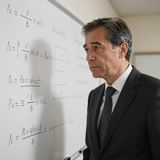Focused Mathematician in Black Suit