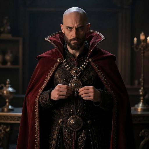 Mysterious Man in Dark Costume Portrait