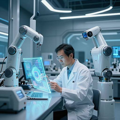 Futuristic Laboratory with AI Collaboration